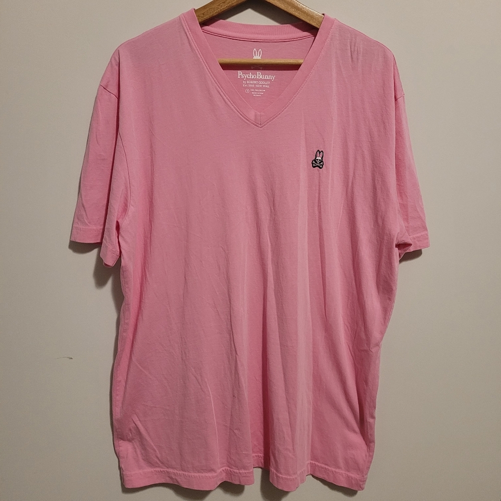 Psycho Bunny Pink V-Neck Men's Shirt